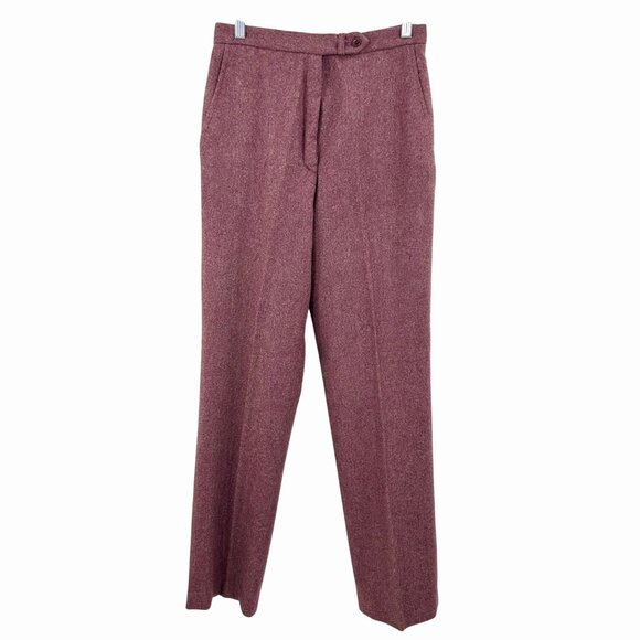 VINTAGE DANIEL FOR SPELLBOUND BURGUNDY TWEED WOOL BLEND HI WAIST PANTS - 12 - Picture 1 of 5
